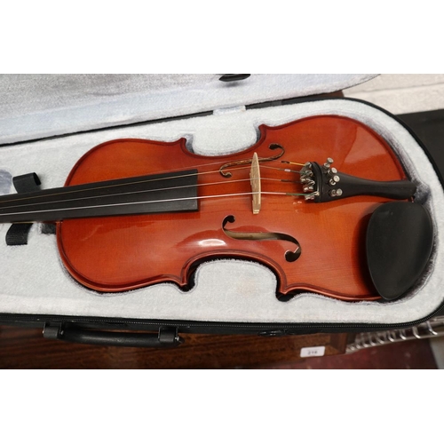 217 - Prima violin and case with violin books