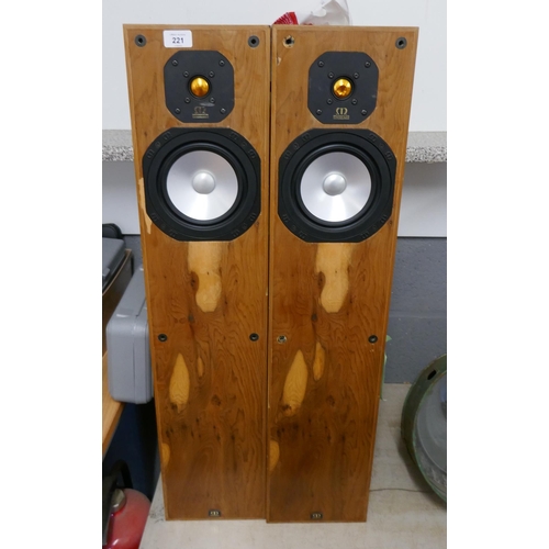 221 - Pair of Monitor Audio floor standing natural walnut 300 7G speakers