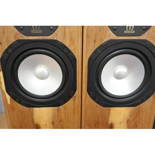 221 - Pair of Monitor Audio floor standing natural walnut 300 7G speakers