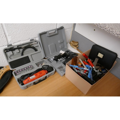 222 - Collection of tools to include mini drill and mini jigsaw