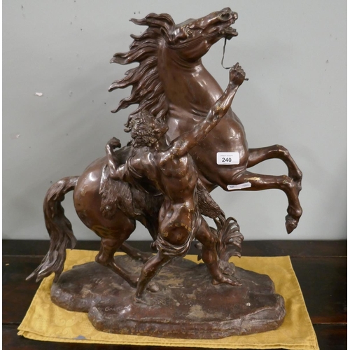 240 - Large bronze - Horse and man - Approx H: 57cm