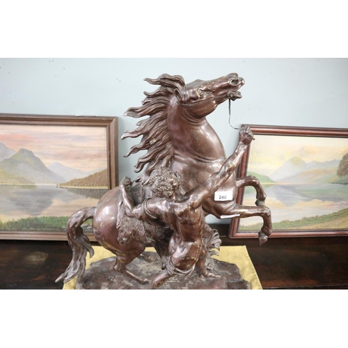 240 - Large bronze - Horse and man - Approx H: 57cm