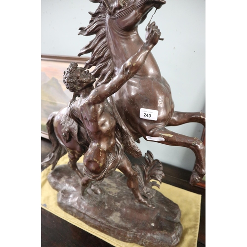 240 - Large bronze - Horse and man - Approx H: 57cm