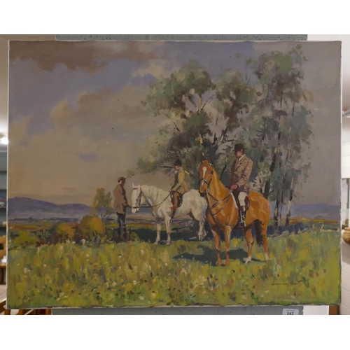 242 - Oil painting by William Norman Gaunt - Out for a Ride - Approx image size: 76cm x 60cm