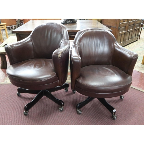 252 - Pair of leather office tub chairs