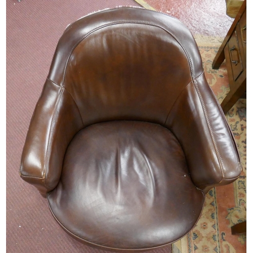 252 - Pair of leather office tub chairs