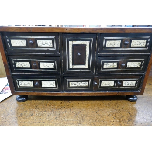 254 - Early walnut table cabinet - Approx W: 61cm D: 27cm H: 34cm