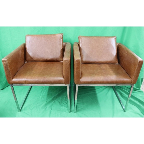 268 - Set of 6 retro Danish chairs recently re-covered in tan leather