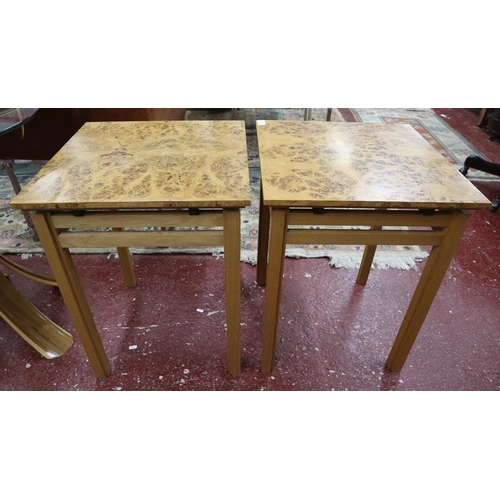 270 - Pair of burr walnut occasional tables - Approx W: 46cm D: 46cm H: 60cm