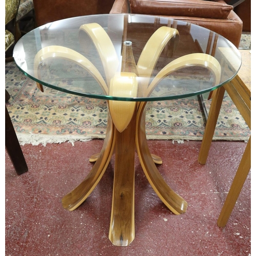 271 - Unusual glass top circular table - Approx Diameter: 70cm H: 70cm