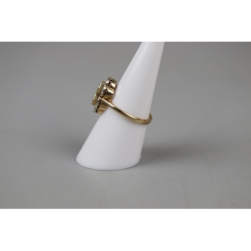 28 - Gold amethyst & diamond ring - Size M½