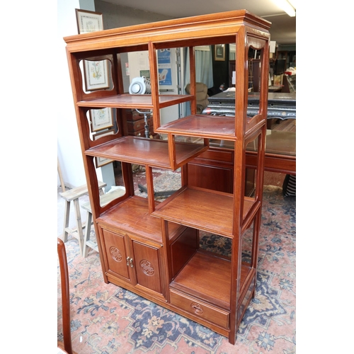 290 - Oriental themed room divider bookcase - Approx W: 102cm D: 41cm H: 167cm