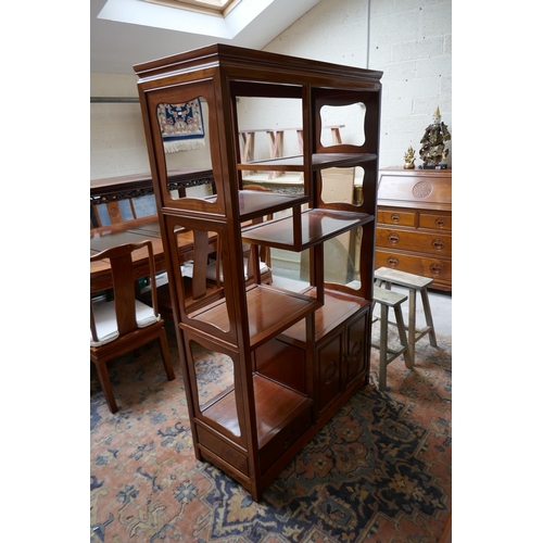 290 - Oriental themed room divider bookcase - Approx W: 102cm D: 41cm H: 167cm