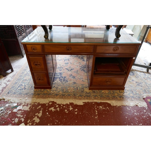 291 - Oriental themed desk - Approx W: 148cm D: 76cm H: 80cm