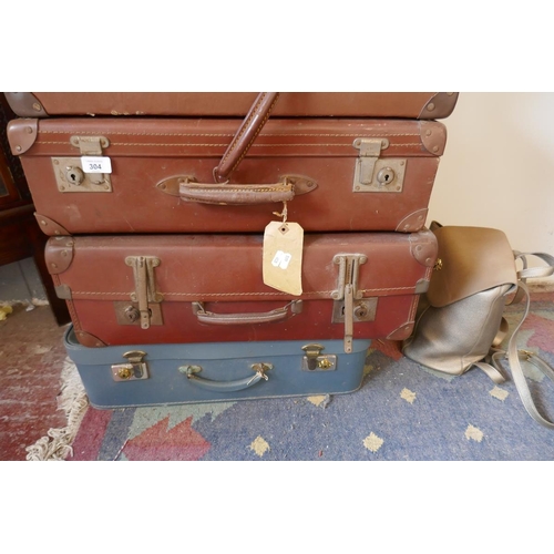 304 - Collection of vintage suitcases