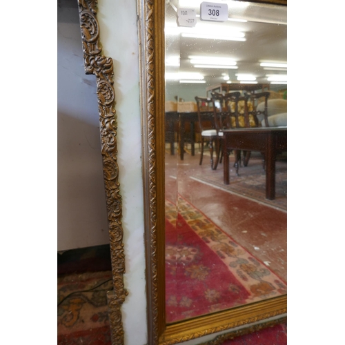 308 - Gilt framed bevelled glass mirror