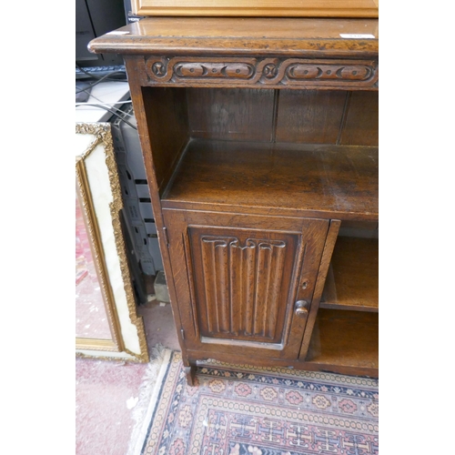 310 - Oak linen fold bookcase - Approx W: 107cm D: 30cm H: 95cm