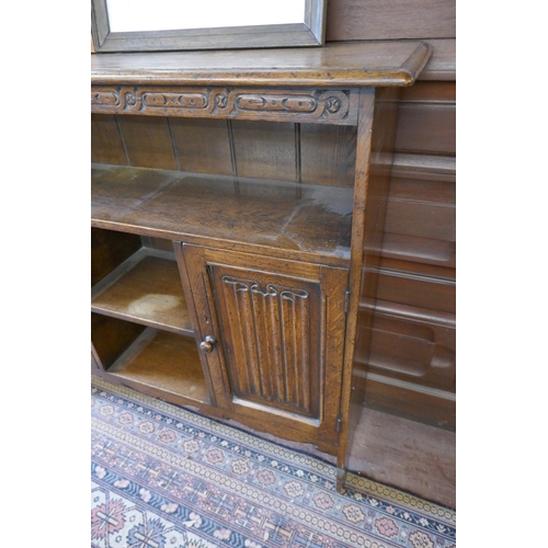 310 - Oak linen fold bookcase - Approx W: 107cm D: 30cm H: 95cm