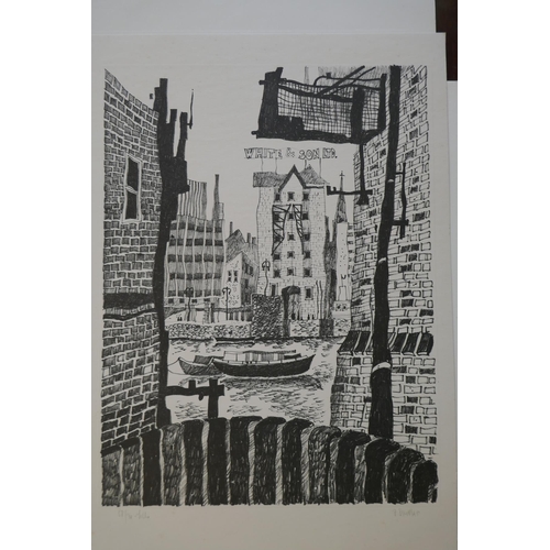 320 - Zdenek Sindlar: 6 rare stone lithographs signed and numbered - Scenes of Prague Washington USA and L... 