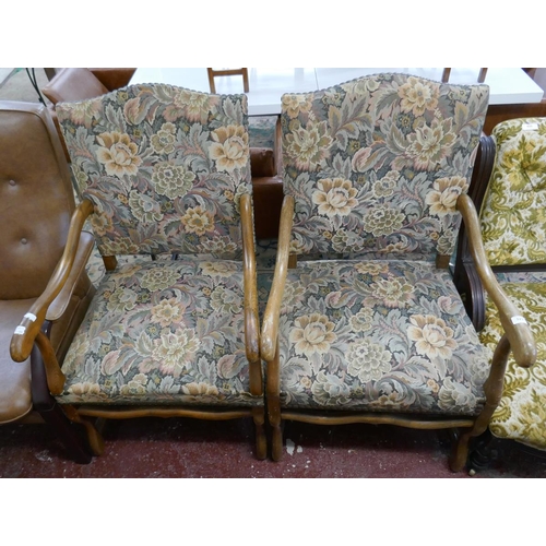 323 - Pair of armchairs with William Morris style fabric