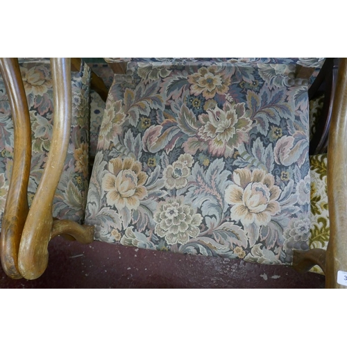 323 - Pair of armchairs with William Morris style fabric