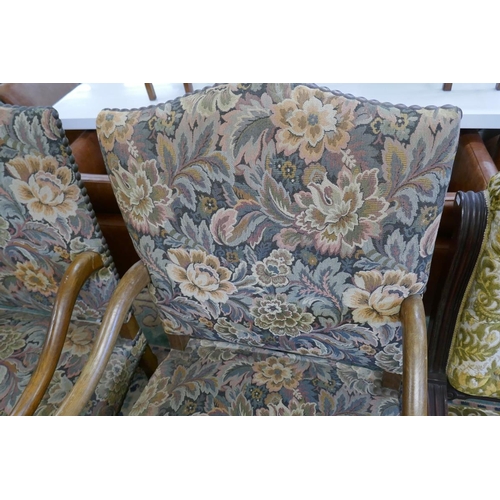 323 - Pair of armchairs with William Morris style fabric