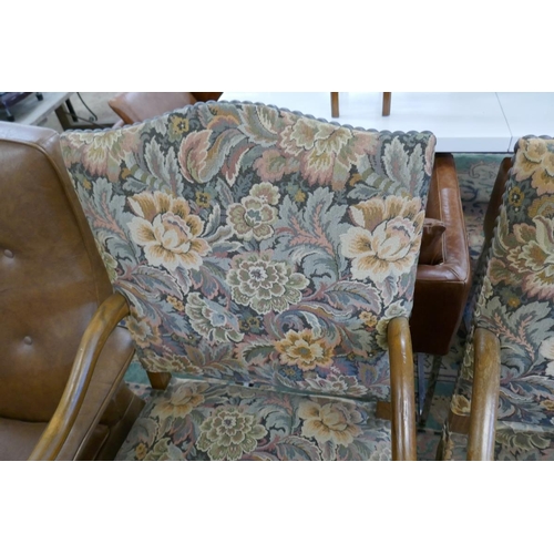 323 - Pair of armchairs with William Morris style fabric