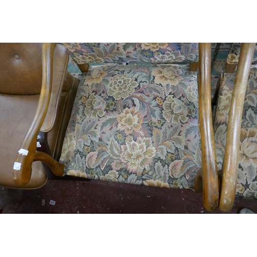 323 - Pair of armchairs with William Morris style fabric