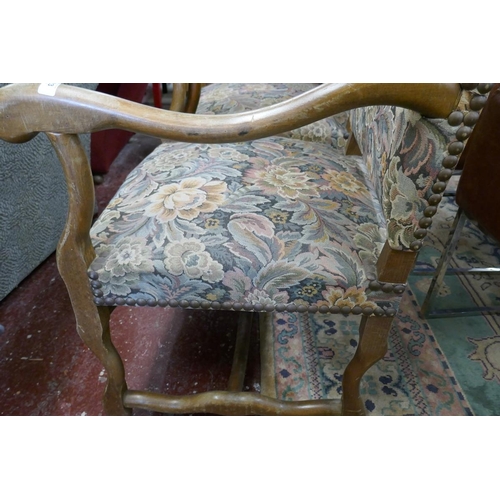 323 - Pair of armchairs with William Morris style fabric