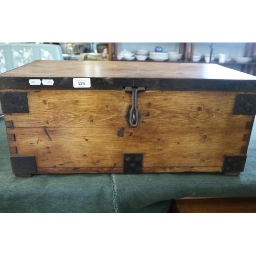 329 - Metal bound chest