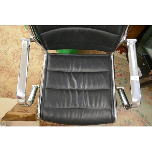 330 - Leather swivel office chair