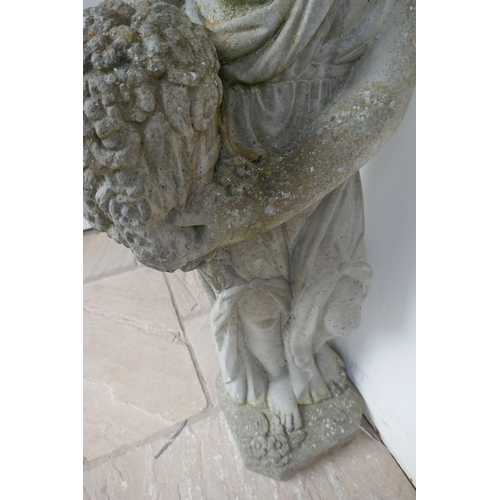 332 - Large stone statue of flower girl - Approx height: 104cm