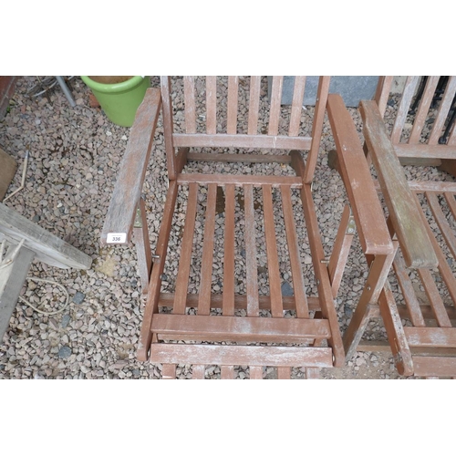 336 - Pair of teak steamer chairs with cushions