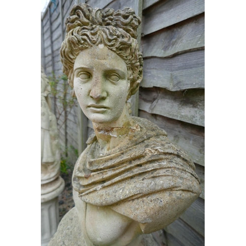 343 - Stone bust on plinth - Approx H: 104cm