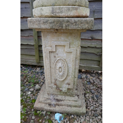 343 - Stone bust on plinth - Approx H: 104cm