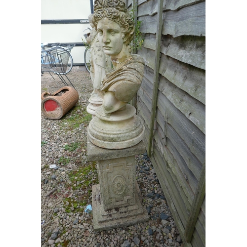 343 - Stone bust on plinth - Approx H: 104cm