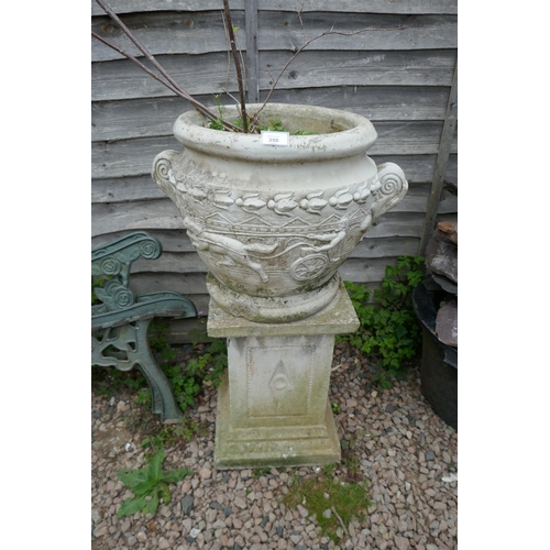 350 - Stone planter on pedestal - Approx H: 93cm