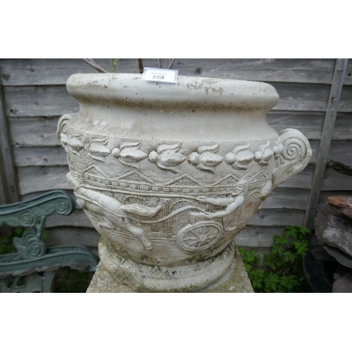 350 - Stone planter on pedestal - Approx H: 93cm