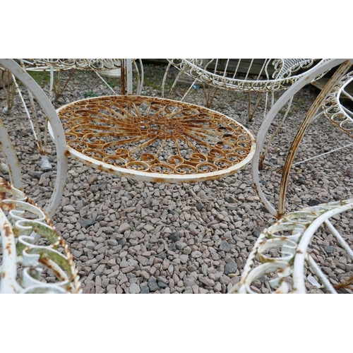 355 - Unique handmade metal garden table and 6 chairs (with cushions)