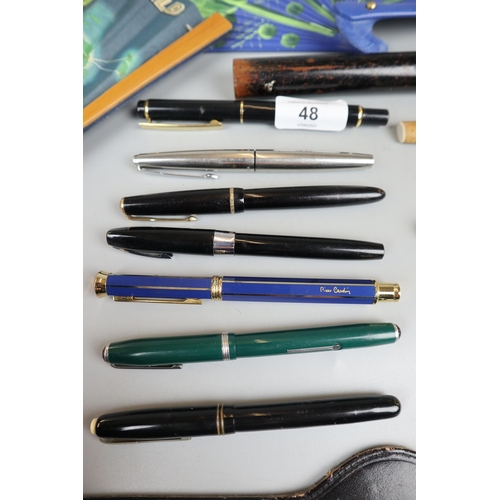 48 - Collection of pens and fans to include a BOAC fan