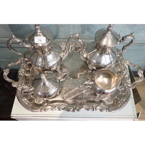 78 - 5 piece silver plate tea and coffee service in original box