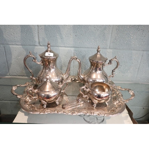 78 - 5 piece silver plate tea and coffee service in original box