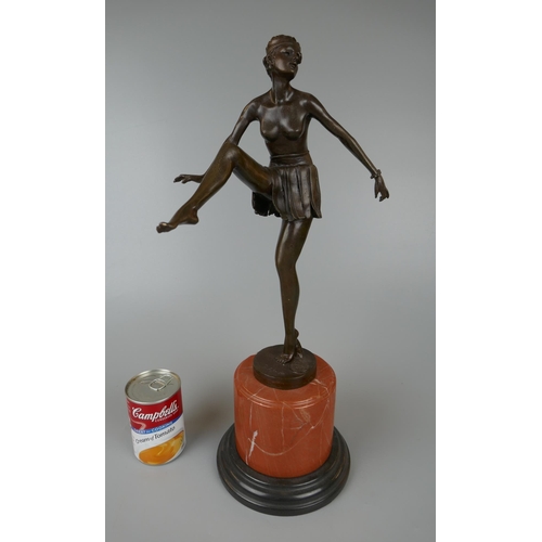 80 - Bronze statue of ballerina on marble base - Approx H: 48cm