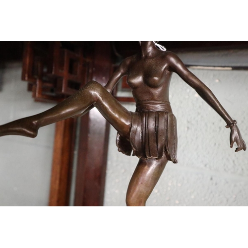 80 - Bronze statue of ballerina on marble base - Approx H: 48cm