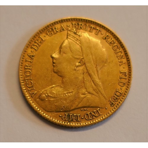 55 - Queen Victoria half sovereign dated 1894 with old head portrait on obverse and St George and dragon ... 