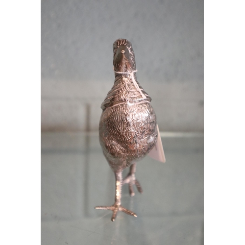 105 - Pair of white metal pheasants