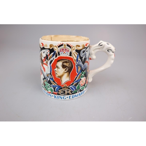 116 - Commemorative coronation mug - King Edward VIII with certificate - design created by Dame Laura Knig... 