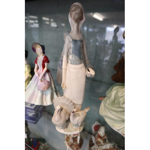 123 - Collection of lady figurines to include Nao, LLadro, Royal Doulton etc