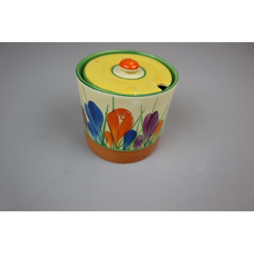 124 - Clarice Cliff bizarre pattern jam pot lid A/F