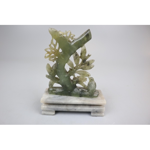 126 - Jade figure bird on branch - Approx height: 13cm